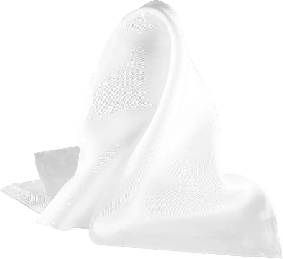 Royal Silk Fine White Silk Twill Pocket Square 100% Silk - Full-Sized 17"x17"