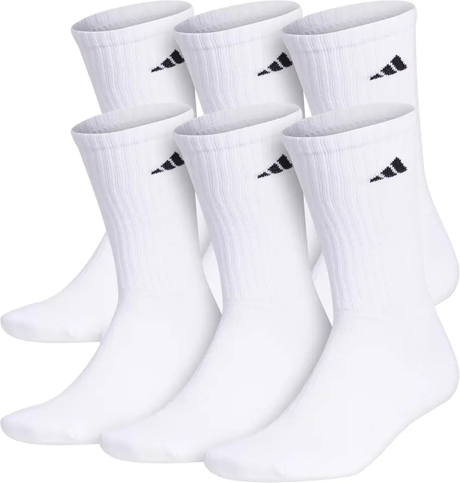 adidas Mens Athletic Crew Socks 6 Pairs Casual - White