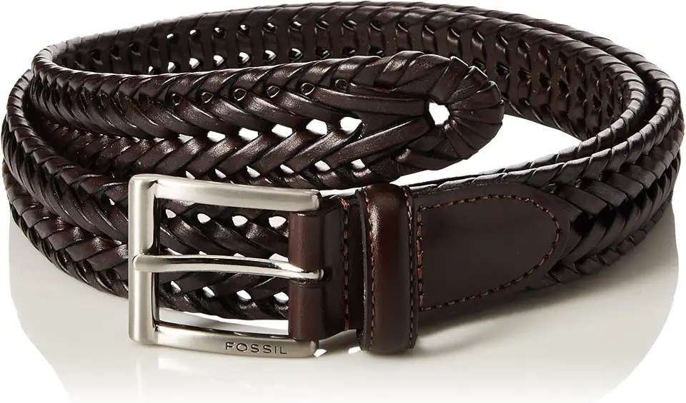 Fossil Men's Leather Belt with Stainless Steel Buckle