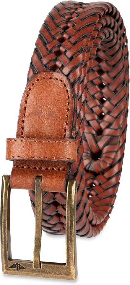 DOCKERS Men's Braided Leather Belt, Fully Adjustable Casual Strap for Everyday Wear