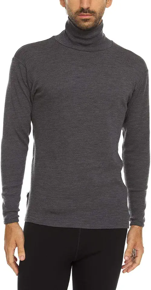 OEKO-TEX STANDARD 100 100% Merino Wool Mens Turtleneck - Midweight Long Sleeve Base Layer