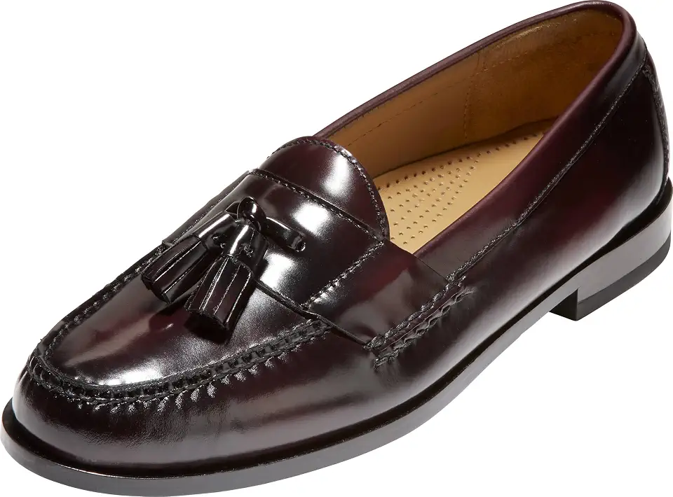 Men's Burgundy Leather Tassel Loafer Dress Shoes