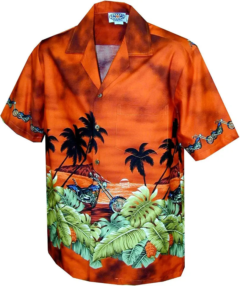 Pacific Legend Men's Motorcycle Hawaiian Sunset Hawaiian Shirt