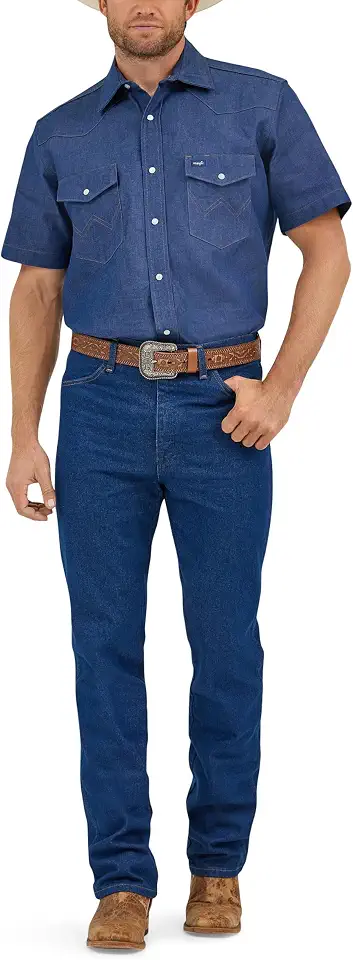 Wrangler Men's Cowboy Cut Western Two Pocket Short Sleeve Snap Work Shirt