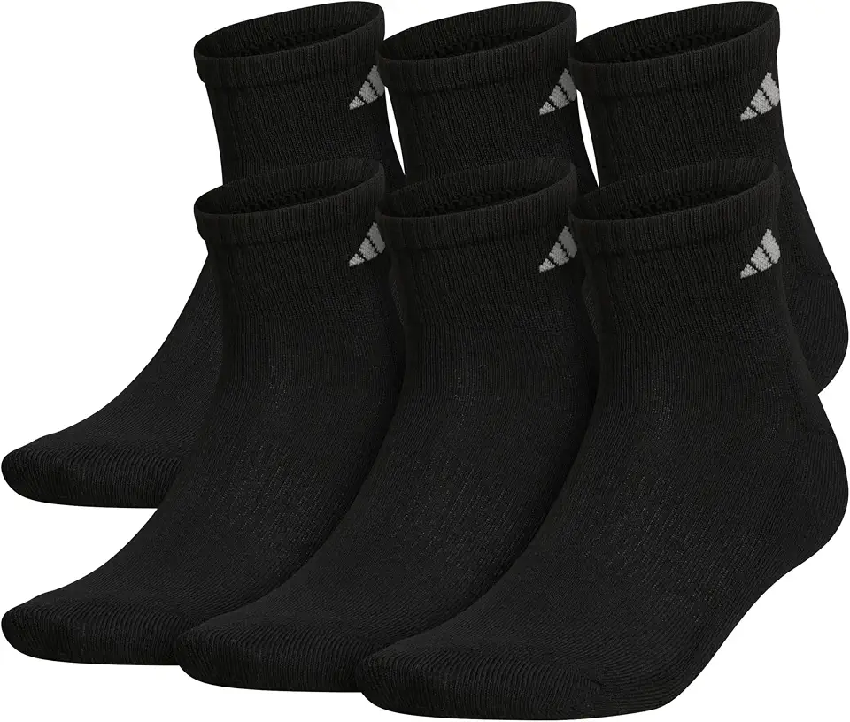 adidas Men's Athletic Cushioned Quarter Ankle Socks 6 Pairs