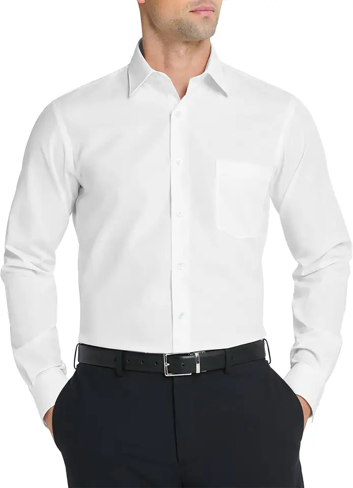 Van Heusen Mens Dress Shirt Regular Fit Poplin Solid