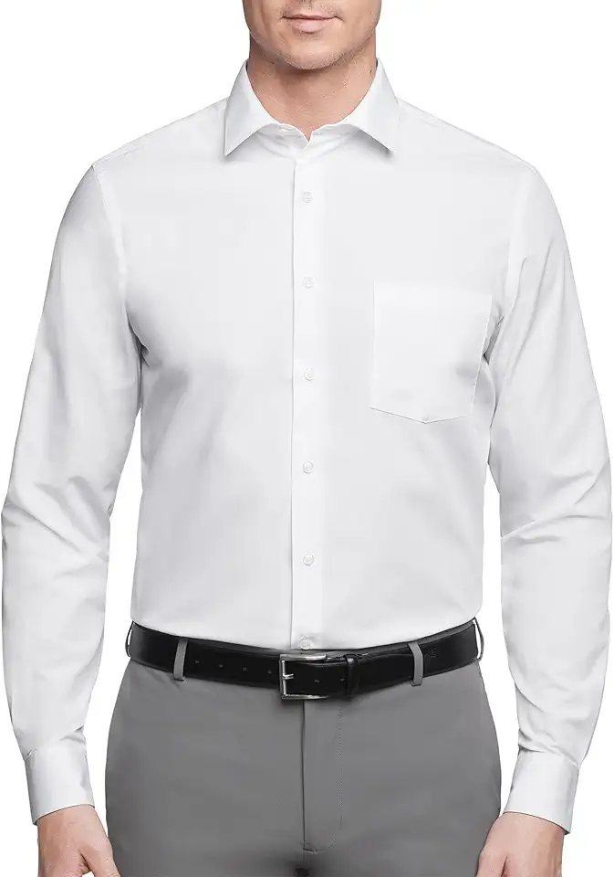 Van Heusen Men's Regular Fit Poplin Solid Spread Collar Dress Shirt