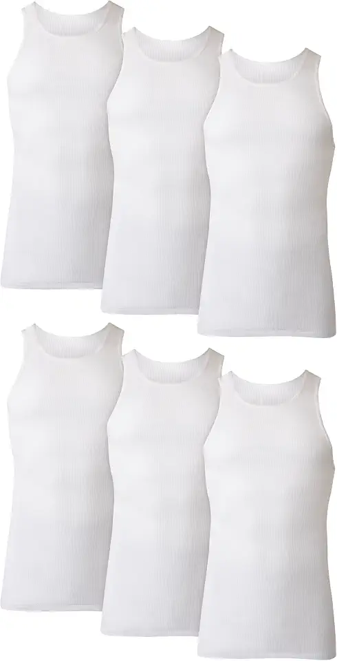 Hanes Men's Tank Undershirt Pack, Cotton Tank Undershirt, Moisture-Wicking, Breathable, White or Grey/Black, Multi-Pack