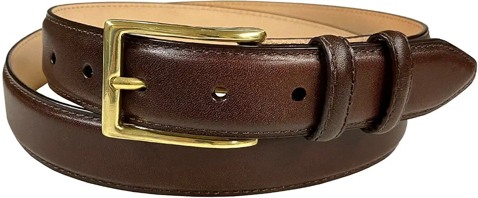 Adam Gold Men's Genuine Full-Grain Cowhide Leather Dress Belt 1-1/8"(30mm) Wide Polished Buckle