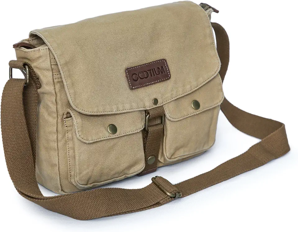 GOOTIUM Canvas Messenger Bag - Vintage Crossbody Shoulder Bag Military Satchel