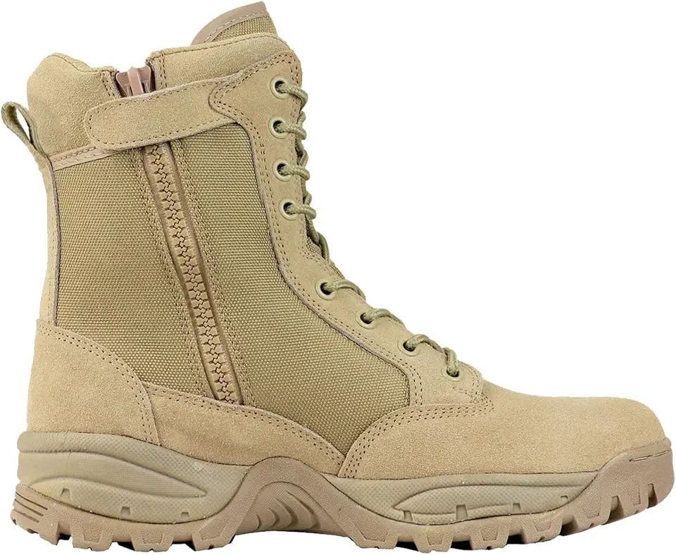 Maelstrom Men's Tactical Work Boots with Side Zipper – Lightweight Leather Military Style, Comfortable, Durable and Breathable for Outdoors