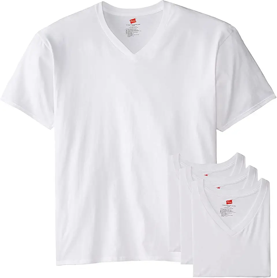 Hanes Men's V-Neck Undershirts, Tag-Free 100% Cotton Multipack Tall Size Basics Soft T-Shirts