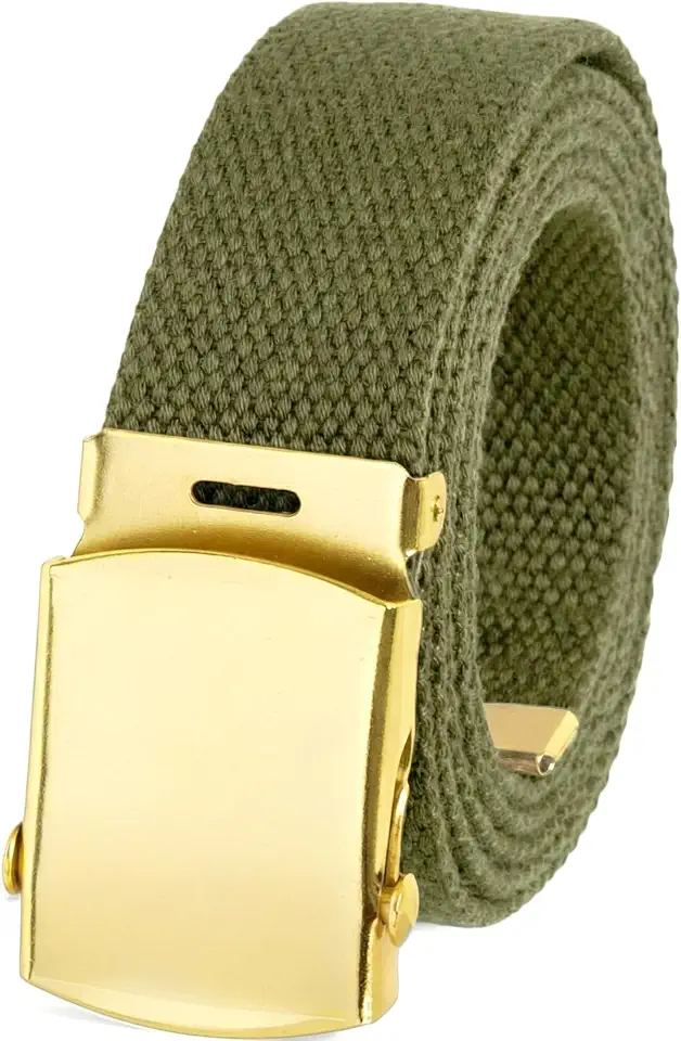 BC Belts Canvas Web Belt Military Style with Brass Buckle and Tip 54" Long