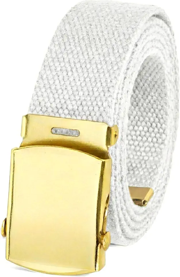 BC Belts Canvas Web Belt Military Style with Brass Buckle and Tip 54" Long