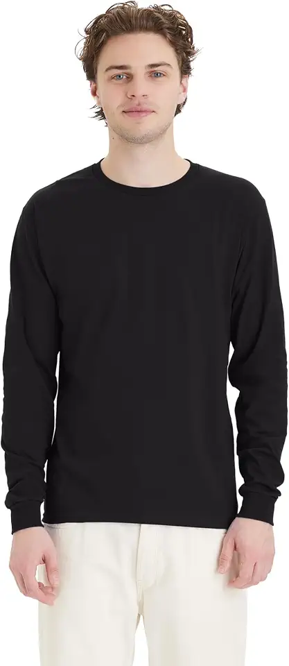 Hanes Men's Essentials Long-Sleeve T-Shirt, Crewneck Cotton T-Shirts for Men, 2-Pack