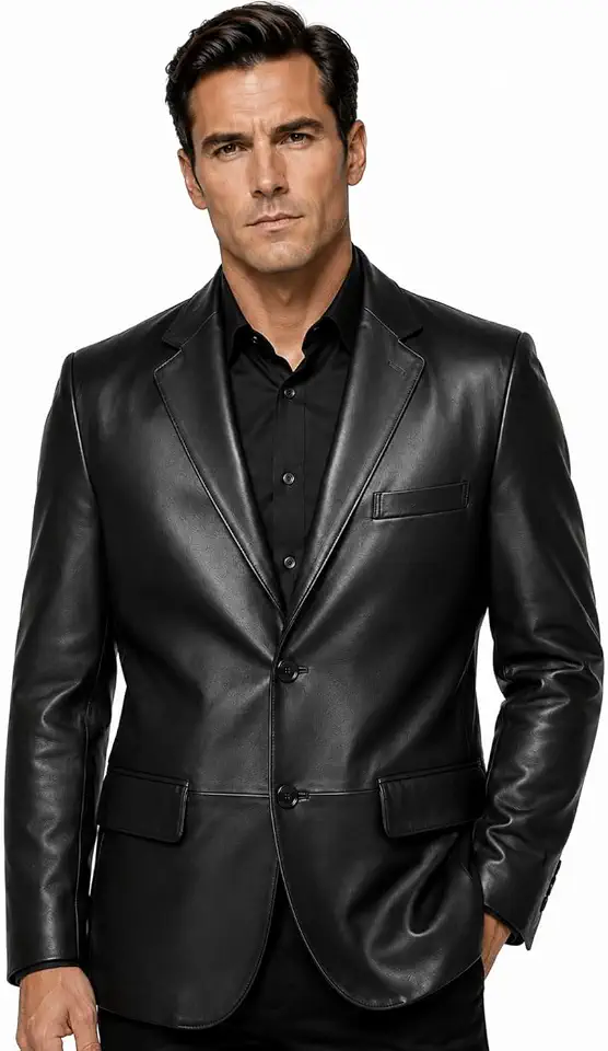REED EST. 1950 Men's Genuine Soft Lambskin Leather Blazer Coat