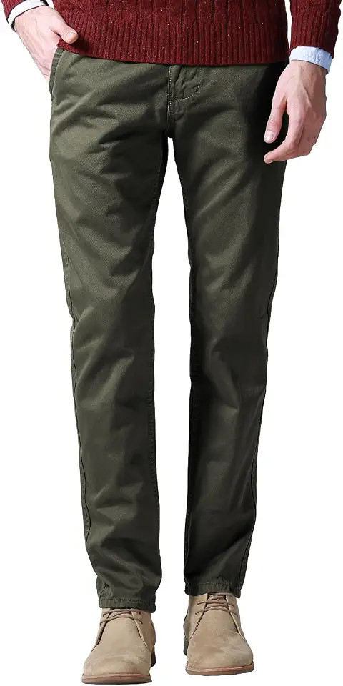 Men's Olive Green Slim Stretch Chino Pants