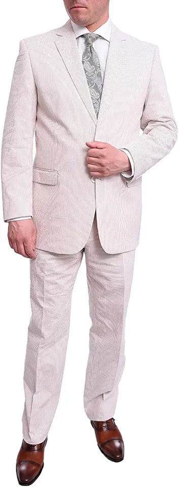 Emigre Men's 100% Cotton Striped Seersucker Suit