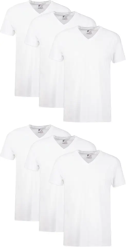 Hanes Men's Undershirts T-Shirt Pack, V-Neck Cotton Tees for Men, Moisture-Wicking, Odor Control, White Multi-Pack