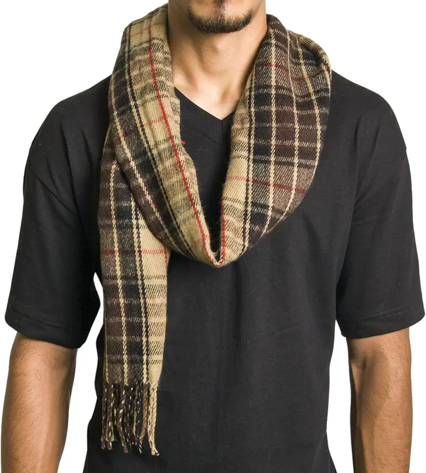 Alpine Swiss Mens Scarf Soft Knit Winter Scarves Plaid Striped or Solid Neck Covering Long Warm Stylish