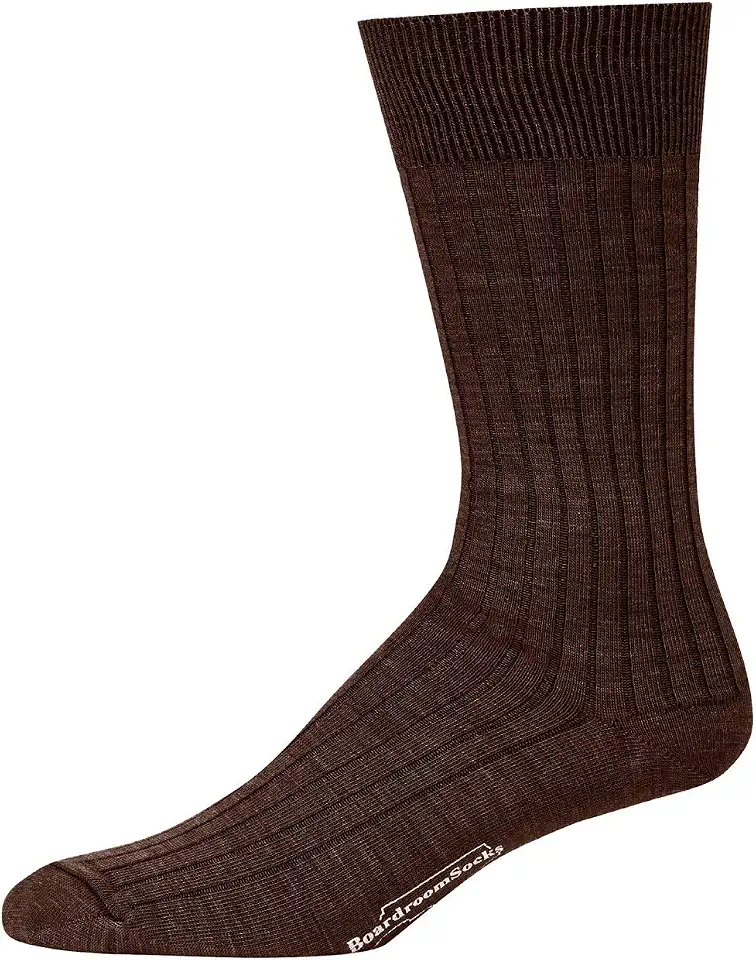 BoardroomSocks Merino Wool Mid-Calf Dress Socks for Men, Ribbed Dress Socks