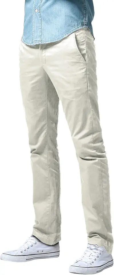 Match Men's Tapered Flat Front Casual Chino Pants