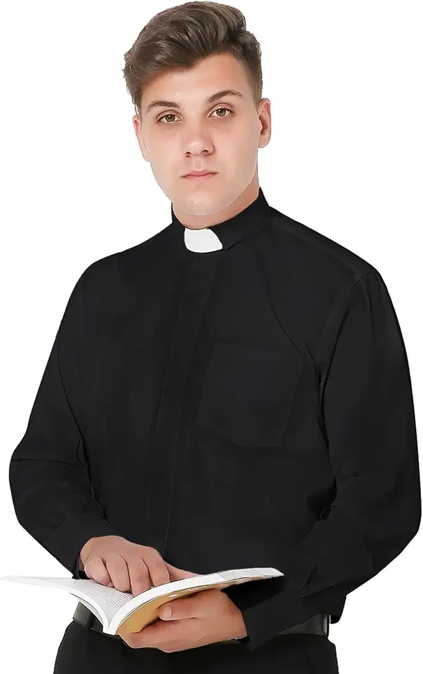 Global Recycled Standard IvyRobes Mens Tab-Collar Long Sleeves Clergy Shirt- 5 Colors Available