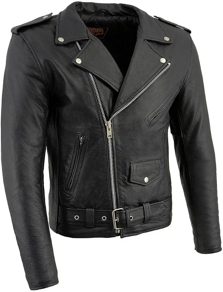 Milwaukee Leather Men's Premium Classic Black Leather Motorcycle MC Style Rider Jacket