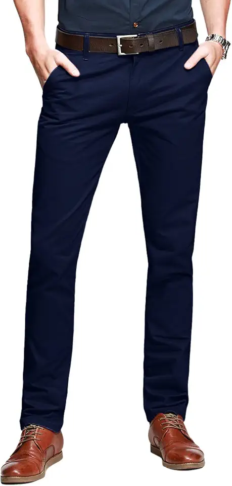 Men's Slim Fit Cream Flat Front Pleated Trouser Pants