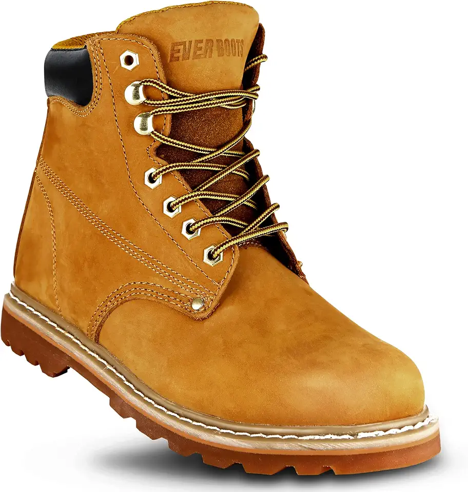 Leather Working Group Work Boots for Men Soft Toe – 6inch Leather Boots for Construction Rubber Sole Working botas de trabajo para hombre, “Tank” Workboots