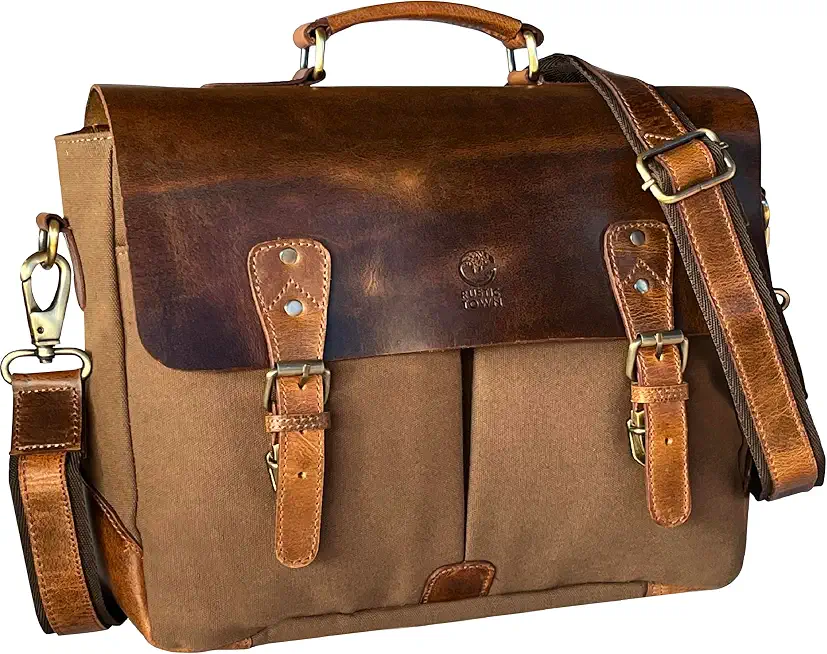 Men's Olive Green Canvas Messenger Bag Briefcase
