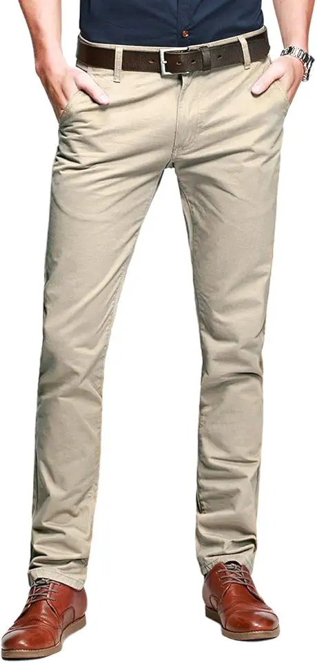 Match Mens Regular-Fit Casual Flat Front Chino Pants
