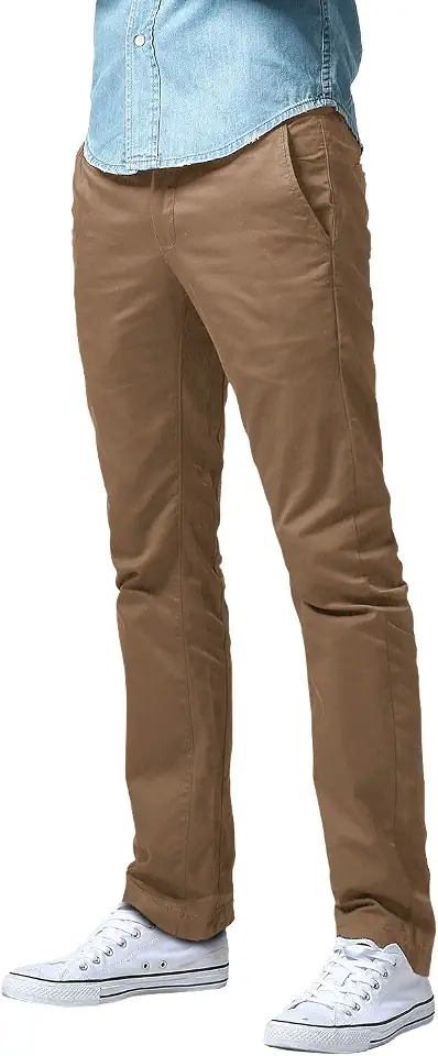 Match Men's Tapered Flat Front Casual Chino Pants