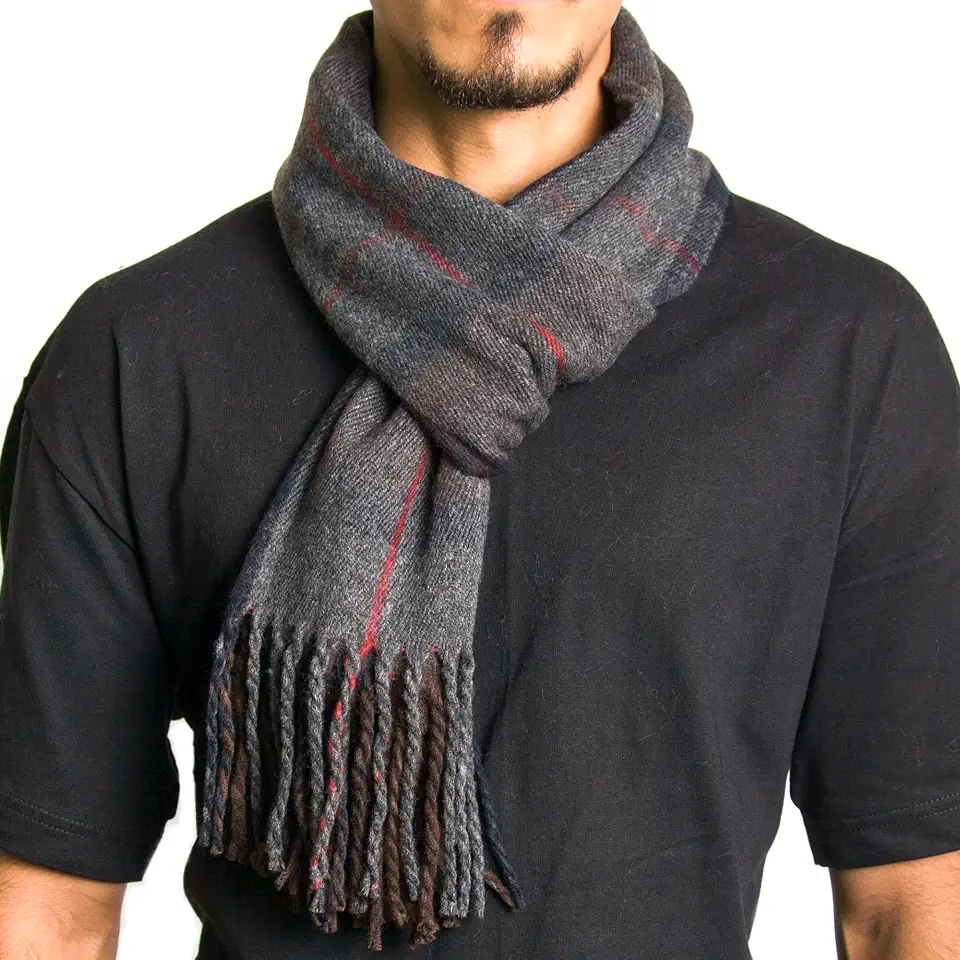 Alpine Swiss Mens Scarf Soft Knit Winter Scarves Plaid Striped or Solid Neck Covering Long Warm Stylish