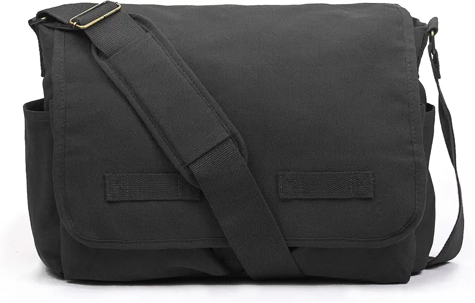 Sweetbriar Classic Vintage Messenger Bag - Original Heavyweight Cotton Canvas Shoulder Bag with Upgraded Features