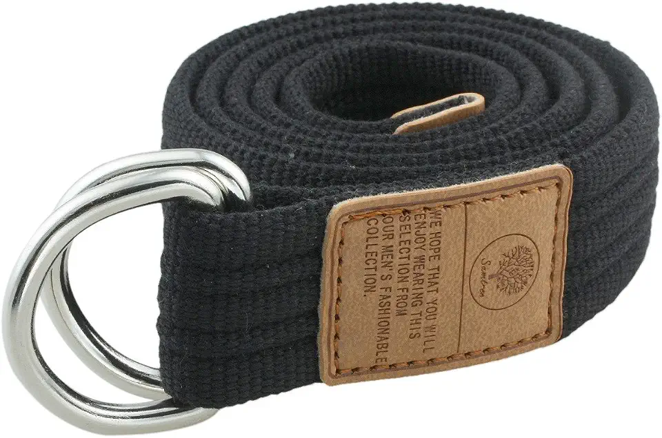 moonsix Canvas Web Belts with D-ring Buckle for Men, Army Green | Adjustable Military Style Double D Ring Men's Casual Belt