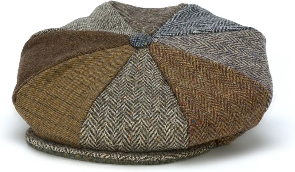 Men's Donegal Tweed 8 Piece Cap Newsboy Cap
