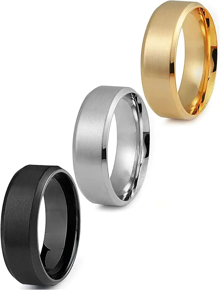 ClimeCo Certified Jstyle 3Pcs Stainless Steel Rings for Mens Wedding Bands Ring Size 6-14