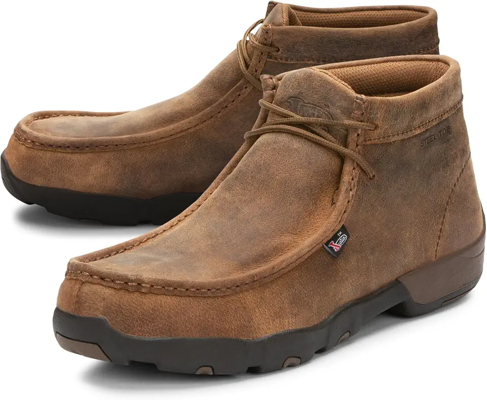 Justin Mens Cappie Steel Toe Work Boots, Moc Toe Chukka