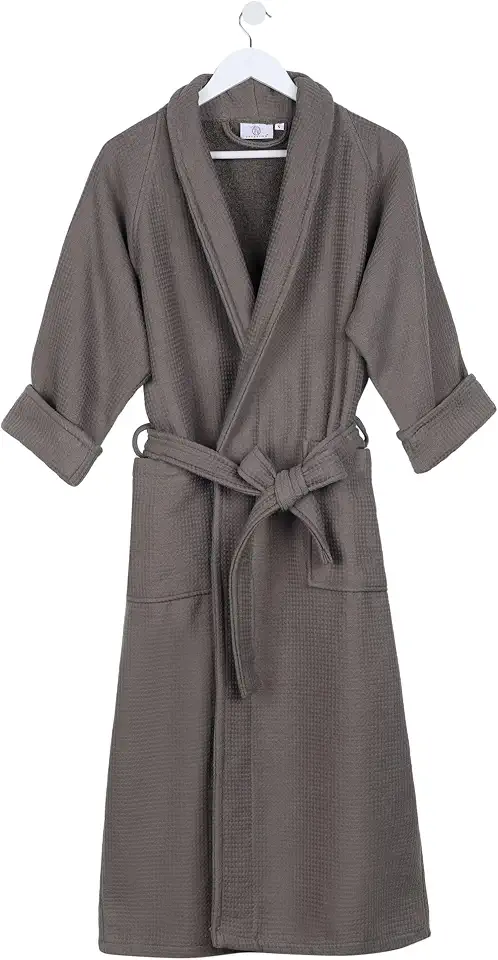 Superior Waffle Weave Cotton Unisex Bathrobe with Belt, Soft and Absorbent Robe for Men and Women Bath Essentials Robes