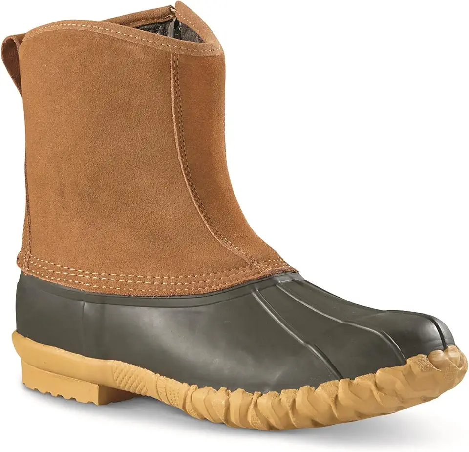 Guide Gear Men’s Side Zip Insulated Leather Duck Boots, Winter Boots for Men, Waterproof Rain Shoes, 400 Gram