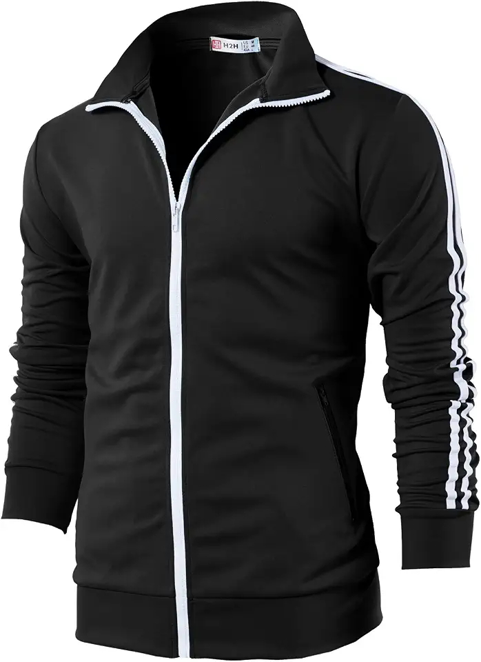 H2H Mens Active Slim Fit Track Lightweight Jacket Zip-up Long Sleeve