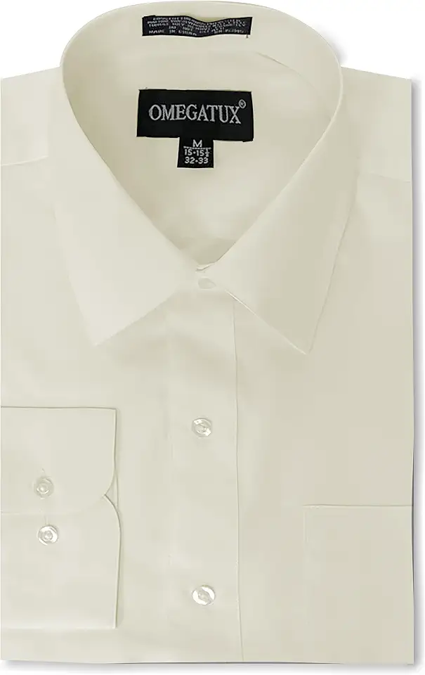 Mens Regular fit Solid Dress Shirts w/Convertible Cuffs