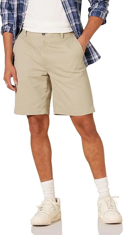 Men's Flat Front Khaki Chino Shorts