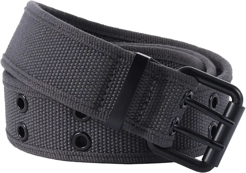 moonsix Canvas Web Belts for Men,Solid Color Casual Double Hole Grommet Belt