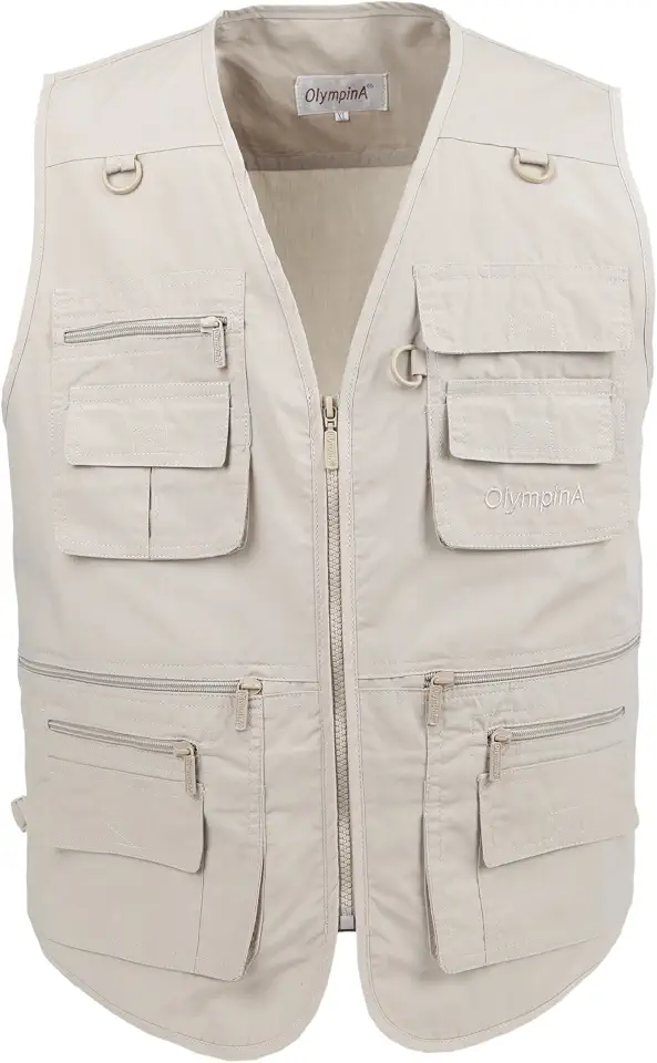 Men's Poplin Outdoors Travel Sports Multi-Pockets Work Fishing Vest