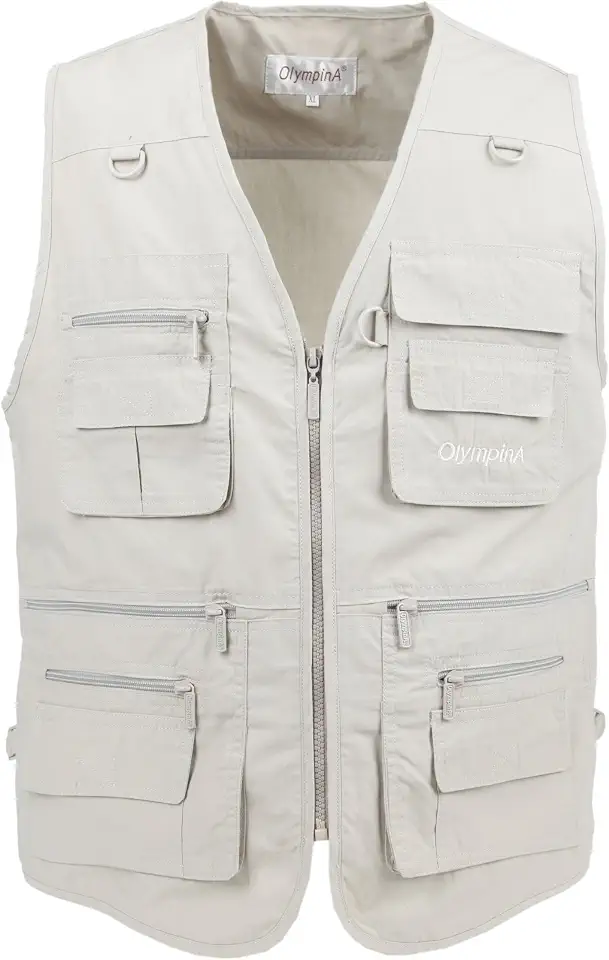 Men's Poplin Outdoors Travel Sports Multi-Pockets Work Fishing Vest