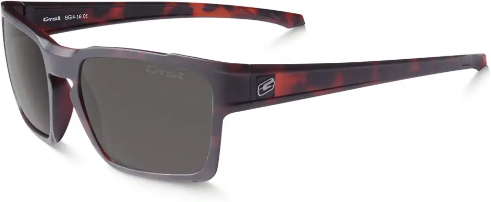 GYST SG4-16 square American Sunglasses matt Black & clear frame with Polarized R-flect mirror yellow lenses