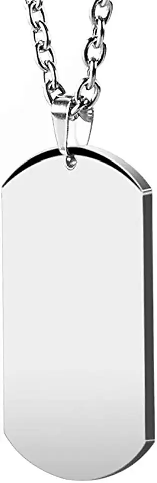 HZMAN Mens High Polishing Stainless Steel Dog Tag Pendant Necklace