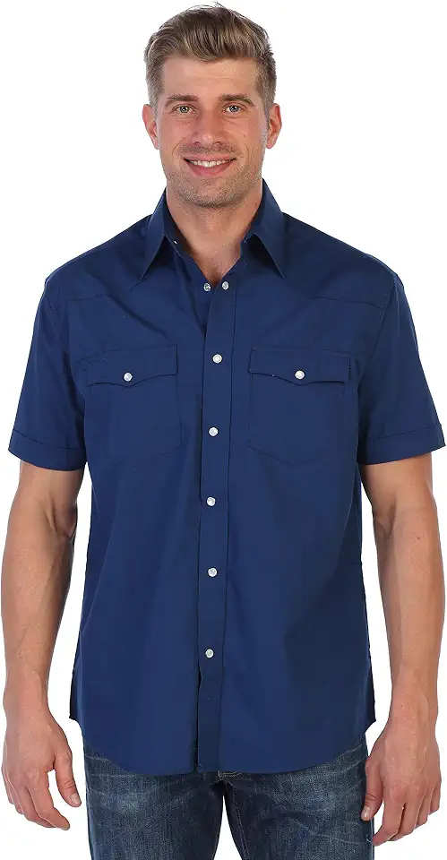 Gioberti Mens Casual Western Solid Short Sleeve Shirt with Pearl Snaps